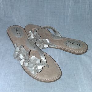 b.o.c. Women's Light Gold Floral Thong Sandals with Petal Appliqués
